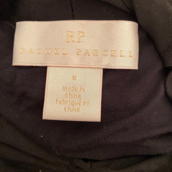 Rachel Parcell Ruched Soft Stretch Top Fits XS/S Black Long Sleeve High V Neck - Picture 8 of 11
